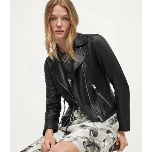 All Saints Dalby leather biker jacket NWOT - Picture 5 of 12